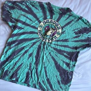 Beaver Graphic Tie-Dye Men's Short Sleeve Tee - Green and Black